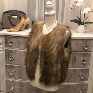 Victoria Secret Chinchilla Faux Fur Vest Brown